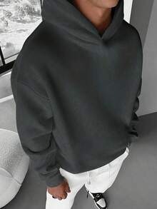 男士秋冬品牌趣味拼贴字母拼接连帽卫衣，时尚与功能完美结合，长袖上衣 - 深灰色 - 查看 7