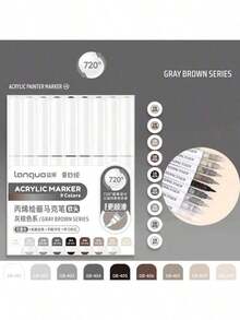 Juego de 9 colores de rotuladores acrílicos Languo, punta suave de gran capacidad, tonos de piel minimalistas tipo macarrón, gris, marrón, coloridos, bolígrafos de color negro, lápices de colores para dibujar personajes de dibujos animados para estudiantes, pinceles de arte DIY para grafiti y pintura, aptos para piedra, vidrio, cerámica, metal y otros materiales, disponibles en 45/126/171 colores