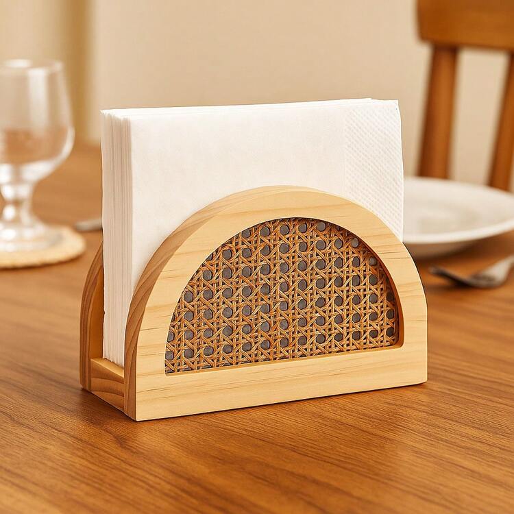 Classic Straw Napkin Holder In Pine Wood With MDF – Charming Table Setting - 彩色 - 查看 4
