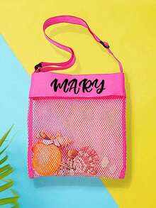 Personalized Large Capacity Mesh Cosmetic Bag Zipper Pouch Pencil Case Storage Travel Bag Transparent Square Makeup Bag, Customized Name Gift - Multicolor - View 2