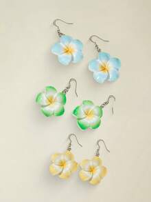 Juego de 14 piezas/8 piezas/6 piezas/2 piezas de pendientes de flor de resina juveniles y de moda, pendientes de vacaciones, disponibles en varios colores, adecuados como regalo para niñas y amigas