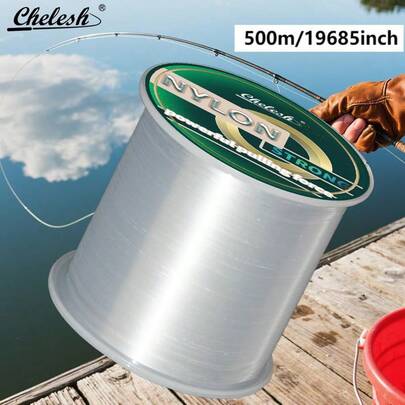  Chelesh 546yds Super Strong Nylon Monofilament Fishing Line, Available In Olive Green, Gray, Transparent, Fuchsia, Parallel Winding Craft, High Strength, Good Water Cutting Performance, Multiple Strengths Available, Father's Day Fishing Gift, Jewelry Making DIY