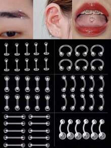 10 قطع من حلقات الاختراق الشفافة من البيوفليكس لأنف وبطن وحاجز الأنف والحاجب والشفة والغضروف والأذن الخرطومية، حلقات اختراق بلاستيكية للعمل والمدرسة