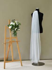 1 件及踝长度纯透明新娘面纱，简约而精致的女士秋装