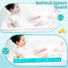 Geelin 2 Pieces Bathtub Splash Guard Silicone Tub Water Splash Guard With 6 Suction Cups Bathtub Side Tray Tub Edge Play Shelf Area For Toy Storage Green