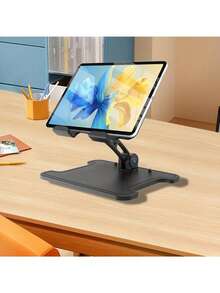 ABS Material Office Desk Tablet Holder, Foldable Height Adjustable Tablet/Laptop Stand