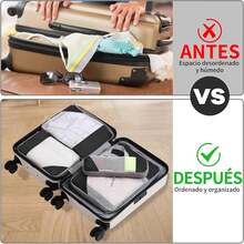 6 Piezas Bolsa Organizador de Viaje para Maletas Compresión, Cubes para Empacar Ropa Viaje, Impermeable Organizador de Maleta, Organizadores de Expandibles para Equipaje, para Ropa, Cosméticos,etc - 1 - Ver 2