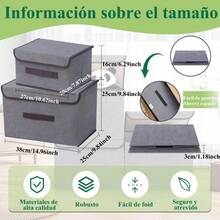 Cajas de Almacenamiento, Cajas Organizadoras para Clósets con Tapa y Asa, Organizador de Ropa de Tela Plegables, para Ropa Juguetes Libros, Adecuado para Salón, Armario, Oficina - Beis - Ver 3