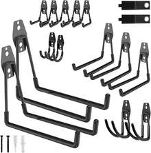 MIYIHA 16 Piezas Ganchos de Garaje,Organizador de Herramientas para Pared, Colgar Bicicletas, Equipo y Utensilios,Solución de Almacenamiento para Garage y Taller (negro) - Negro - Ver 13