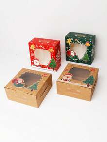12 件圣诞窗口 4/6 纸杯蛋糕盒，棕色圣诞糖果盒，纸杯蛋糕包装盒，圣诞礼品盒，适用于蛋挞、饼干、糖果、零食、节日、派对 - 12pcs - 查看 6