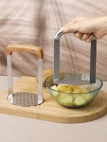 1pc 430 Stainless Steel Potato Masher, Manual Vegetable & Fruit Masher Tool For Mashing Potatoes, Pumpkin, Vegetable Puree, Kitchen Salad Tool - View 7