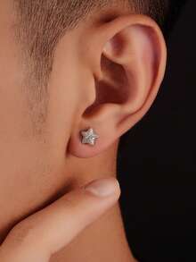 2 件经典男士耳环，男士银色方形耳钉，简约耳环，男士珠宝，男士礼物，送给男朋友丈夫的礼物 - A款 - 查看 7