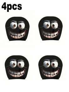 1/2pcs Set Of Funny Big Eye Cartoon Printed Car Headrest Covers, Suitable For Long Trips And Daily Commutes,Car Acessesories - Multicolor - View 16