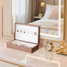 Solid Wood Jewelry Storage Box Ladies Retro Wooden Necklace Jewelry Bracelet Watch Display Box Handmade Wedding Birthday Anniversary Jewelry Collection Box - màu nâu - Xem 2