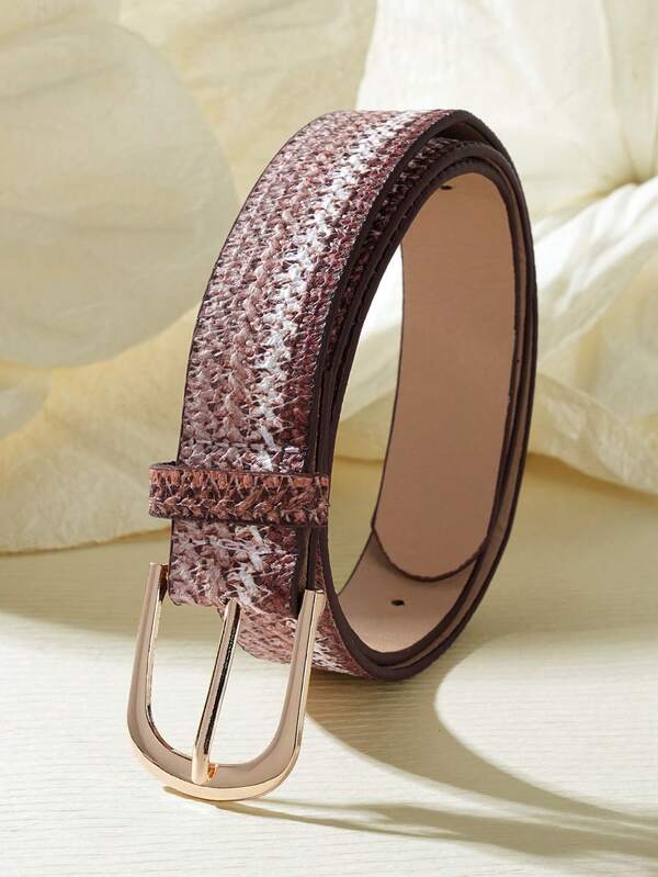 1pc Women's Gold Metal Buckle Bohemian Style Waist Belt, Classic PU Leather Retro Decoration, Simple Casual For Jeans, Dresses