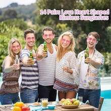 1-10pcs Heart-Shaped Glasses, Bridal Shower, Outdoor Props, Bridesmaid Gifts, Wedding Supplies, Party Supplies, Birthday Photo Props, Fashionable Transparent Pink Glasses Suitable For Party Favors, Perfect For Pool And Beach Parties, Summer Parties, Merry Christmas, Happy New Year (Slight Scratches During Transportation, But Does Not Affect Use)