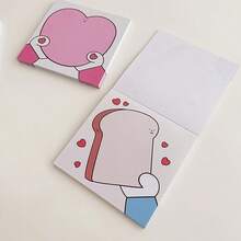 1pc Handheld Heart-Shaped Toast Series Notebook, Comes With 50 Sheets Non-Stick Memo Pads - Suitable For Office, School, Home Organization, Strawberry Themed Supplies - Multicolor - View 2