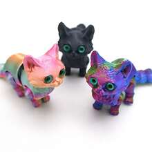 1 件 3D 打印铰链卡通猫雕像，塑料接头可扩展创意桌面装饰，适合卧室、室内使用，无需电源，万圣节/圣诞节眼睛风格随机