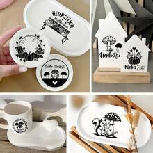 18PCS Autumn Theme - Autumn Proverbs, Pumpkin, Mushroom Pattern DTF Transfer Paper, Scratch-Resistant, Self-Adhesive DIY CraftS Stickers, Suitable For Laptops, Water Bottles, Etc. Easy To Apply - Multicolor - View 5