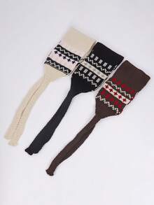 1 Stück Acryl Ohrenschützer, Damen Outdoor Ohrenwärmer, koreanische Mode vielseitig gestrickter Ohrenwärmer mit Zugband, faltbares & verstellbares Design für kleine Gesichter