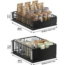 Telescopic Drawer, Extendable Drawer, Kitchen Cabinet Organizer, Kitchen Drawers With Na-No Adhesive Film And Screws, Spice Rack, Drawer Pull-Out For Kitchen Cabinets, Pull-Out Organizer, 25W X 40D X 18H Cm - 黑色 - 查看 5