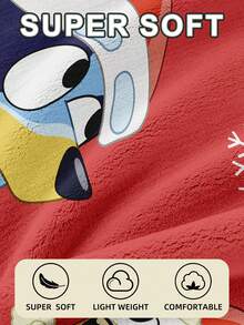 Bluey Pătură de Crăciun din flanel Bluey - Prima alegere pentru decorarea camerei, super moale, ușoară, imprimeu cu desene animate, fulgi de zăpadă Bluey Catch, perfectă pentru casă, un cadou zilnic, de ziua de naștere pentru prieteni, familie, pentru tine, pătură confortabilă și caldă, decor de cameră de Crăciun, înapoi la școală, rechizite școlare, decorațiuni de Crăciun, decor dormitor, nuntă, pătură, Oeko-Tex