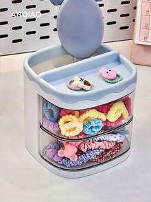 1pc Kids Multi-Layer Rotating Storage Box, Rotating Storage Box For Hair Clips, Hair Accessories, Hair Ties, Makeup Sponges, Jewelry, Rings, Dust-Proof Box - Multicolor - View 8