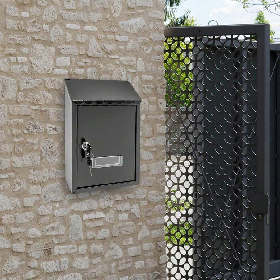 Kangten Stylish Wall-Mount Mailbox With Key Lock - Rust-Resistant Black Metal Mail Box For Home And Office, Secure And Easy To Install Wall-Mount Mailbox, Modern Outdoor Waterproof Extra Large Drop Box Iron Home Office Letter Post Box With Key Lock Mail Box Collection Box Ballot Box A Nice Gift - 1 - Xem 1