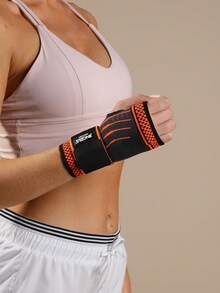 JINGBA SUPPORT 1pc Breathable Knitted Wrist Sleeve - Adjustable Hand Protection, Suitable For Weightlifting, Cycling And Various Sports, Unisex - Orange - View 9