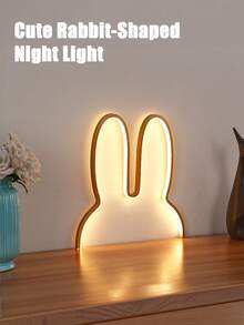 Nordischer Stil süßer Hase-Ohren Nachtlicht, LED Softlicht Schlafzimmer Nachttischlampe, dimmbar per Knopfdruck, verspieltes Design, gemütliche Tischdekoration für Kinderzimmer, Steckdosenlampe, Innenraum Stimmungslicht - 1 Stück