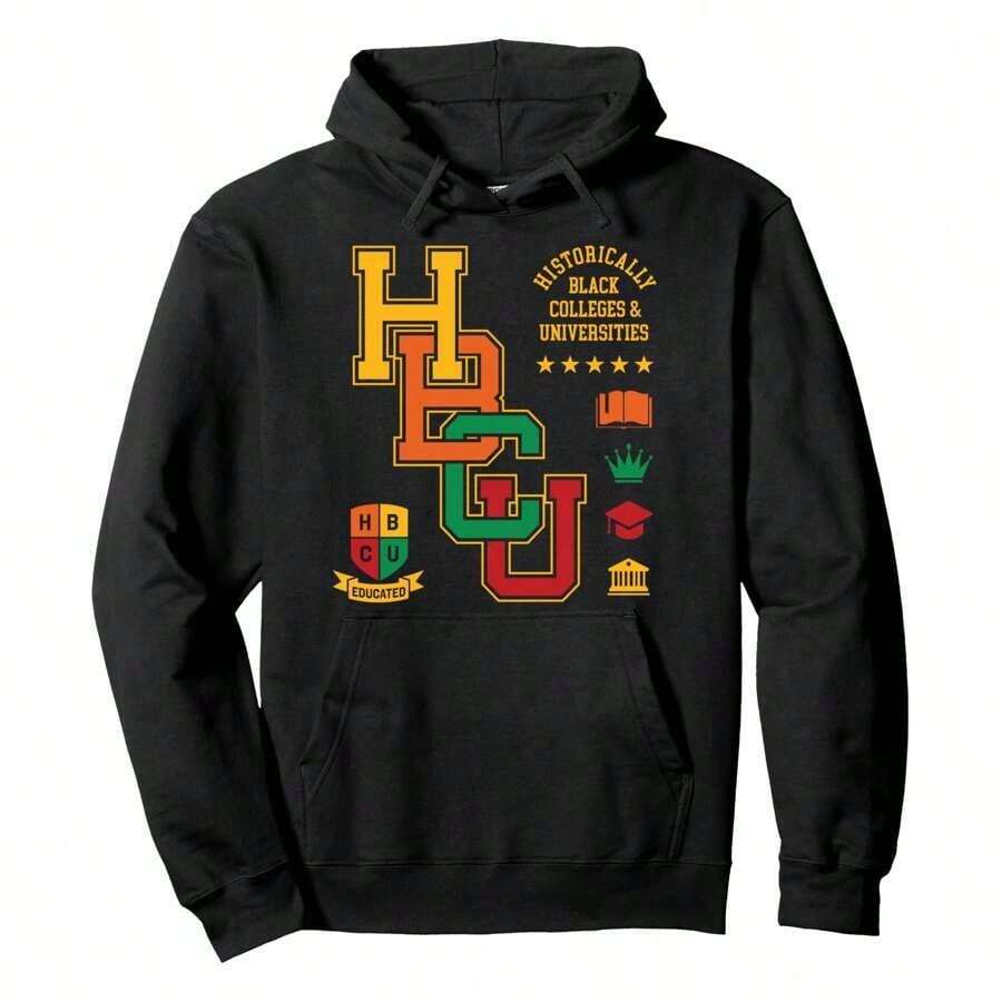 HBCU Historically Black Colleges Universities Grad Alumni Pullover Hoodie ,Men's Hooded Sweatshirt, Lightweight And Ultra - Comfortable, A Must - Have For Daily Strolls, Travel And Outdoor! - 黑色 - 查看 1