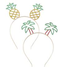 Lively Tropical Element Headband, Pineapple & Palm Tree Rhinestone Design Headpiece, Beach Vacation Theme Attention-Grabbing Accessory