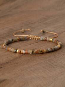 gxtbw 1 Pc Picasso Jasper Bead Bracelet, Adjustable High Quality, Minimalist Bracelet, Natural Stone Bracelet, Dainty Bracelet