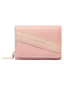 BATSIOE Women's Short Patchwork Color Block Wallet Fashionable Trifold Small Clutch Purse Student Pouch With Zipper Coin Pocket Perfect Gift For Women And Girls Money Wallet Mini Wallet Purse Wallet Y2K Small Wallet Cute Wallet