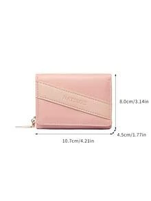 BATSIOE Women's Short Patchwork Color Block Wallet Fashionable Trifold Small Clutch Purse Student Pouch With Zipper Coin Pocket Perfect Gift For Women And Girls Money Wallet Mini Wallet Purse Wallet Y2K Small Wallet Cute Wallet