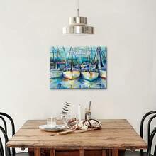 2D Flat 1pc Framed Canvas Wall Art - Vintage Ship & Boat Oil Painting Style, Waterproof Wooden Frame, 15.7x11.8 Inches - Perfect For Living Room, Bedroom, Office, Or Bar Decor, Nautical Decor - trắng - Xem 4