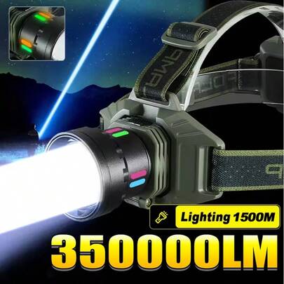 350000LM Most Powerful LED Headlamp USB Rechargeable Headlight With Fluorescent Light Outdoor Fishing Head Flishlight Waterproof