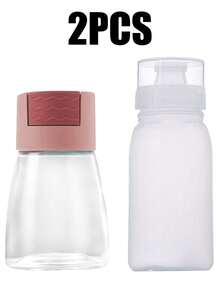 2 piezas/1 pieza Frasco medidor de especias de cocina, salero con control de presión, recipiente de especias para el hogar, frasco de sal hermético anti-humedad, botella exprimible para aliño de ensalada, botella exprimible para ketchup y mantequilla de maní, reutilizable, 0.5g por exprimida, control preciso de sal, reducción de desperdicio, diseño con fuga pensado, Body de botella duradero y suave, fácil de exprimir, suministros para fiestas navideñas, cena familiar