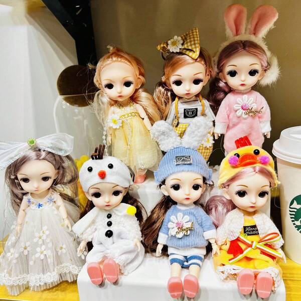 Cartoon Doll Keychain Female Cute Exquisite Dress Up Doll Princess Toy Doll Bag Pendant