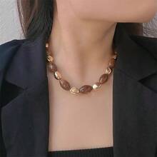 1pc Elegant Ladies Necklace - Brown And Gold Beads, Suitable For Daily And Formal Occasions, All-Year-Use Layered Chain Design, Perfect For Office, Parties, And Vacations - The Perfect Gift For Women's Birthdays/Anniversaries