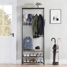 Clothing Racks - 25.2"W 2 Row Hooks Brown - View 2