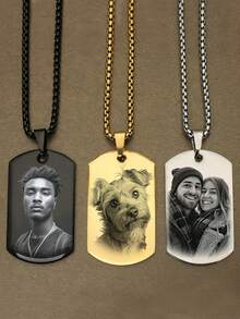 1件个性化照片心形项链，可定制刻字照片项链，个性化照片项链，方形心形照片项链，送给妈妈/妻子的礼物，不锈钢银色、金色、黑色项链，可定制刻字照片吊坠项链，周年纪念日、情人节、圣诞节、万圣节礼物 - 彩色 - 查看 9