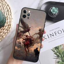 Funda de Teléfono de Pintura de Arte Renacentista Compatible con  16,15,14,13,12 Mini 11 Pro XR,X,XS,MAX 7,8 Plus Funda de Silicona Suave Negra, Funda Compatible con  17,  17 Pro,  17 Pro Max - z6 - Ver 2