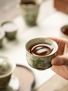1/2/4/6件套风景陶瓷茶杯，复古青瓷家用客用茶杯，功夫茶杯，品茶杯，60毫升水杯，适合作为礼物、家用、派对、礼品 - 彩色 - 查看 5