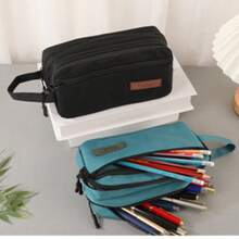 حقيبة أقلام كبيرة السعة متعددة الأغراض، حقيبة قرطاسية ذات 3 طبقات لطلاب، حقيبة تخزين