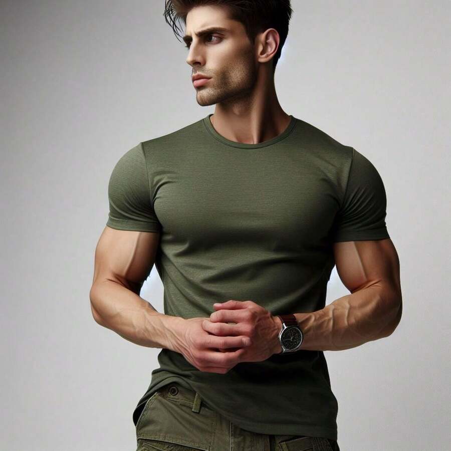 MIL200FIT Men T-Shirts - Army Green - View 1