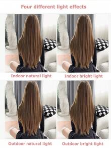 [耐热合成假发] 耐热 28 英寸长直合成假发，带刘海 - 自然柔软的头发，适合日常佩戴、角色扮演、万圣节、音乐节和圣诞节活动 - 女士时尚黑色 - 棕色 - 查看 11