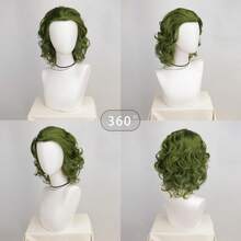 Parrucca verde ondulata da uomo - Stile fresco e affascinante, in fibra sintetica di poliestere, ideale per travestimenti da clown, feste di Ognissanti, costumi anime - Design versatile per varie occasioni
