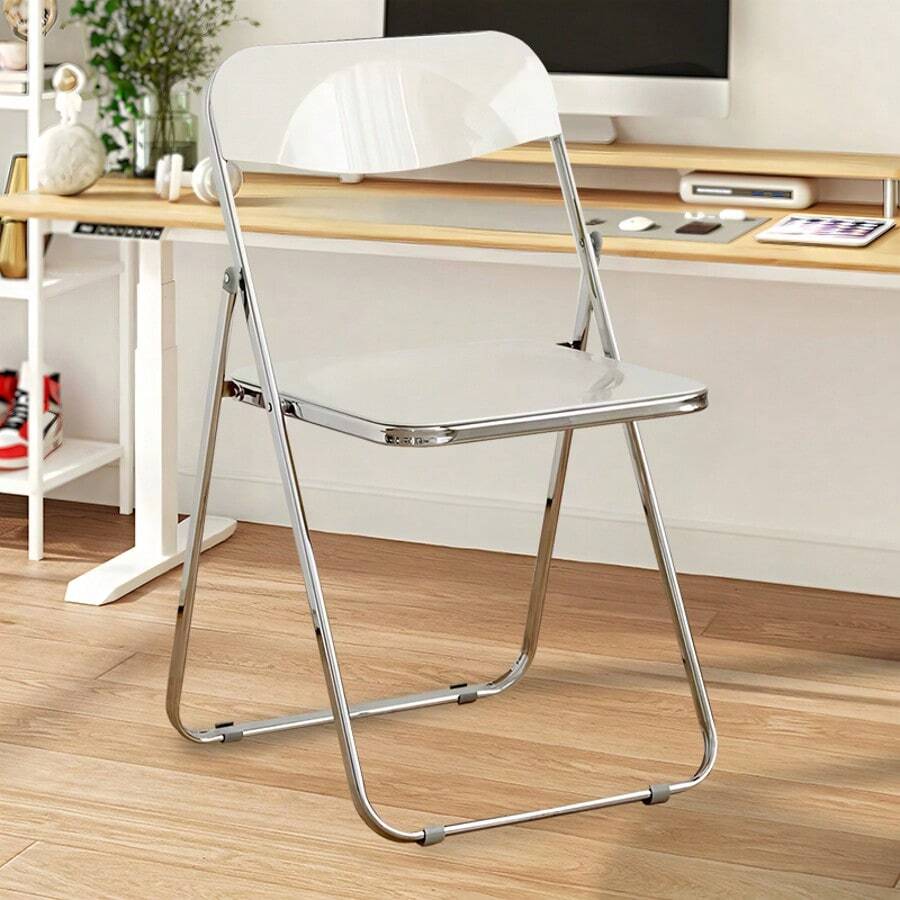 2-Piece/4-Piece/6-Piece Acrylic Folding Chair Sets, Stackable, Lightweight And Durable, Modern Armless Design, Suitable For Indoor/Outdoor Use, Perfect For Holiday Parties. - White - View 1