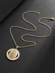 1 Set Vintage Guadalupe Jungfrau Maria Anhänger Halskette & Ohrringe Edelstahl Schmuckset, Glücksbringer Accessoires für den täglichen Gebrauch, Partys, Madras, Weihnachten, Halloween